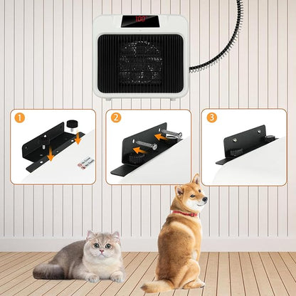 BWOGUE Large Dog House Heater with Thermostat, 300W/600W Outside Pet House Heater for Winter with Anti-Bite Cord, Wall-Mounted Outside Dog Heaters for Dog House Chicken Coop Heater Rabbit Hutches