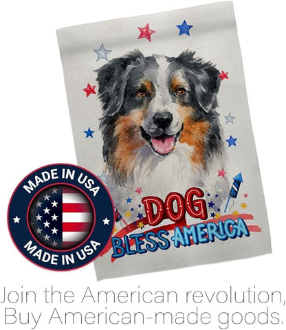 Breeze Decor Patriotic Australian Shepherd Garden House Flag-Kit Dog Puppy Spoiled Paw Canine Fur Pet Nature Farm Animal Creature Decoration Banner Small Yard Gift Double-Sided, Made in USA