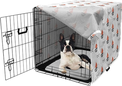 Lunarable Sail Boat Dog Crate Cover, Abstract Boat Waves Cartoon Drawing Style Geometric Pattern, Easy to Use Pet Kennel Cover for Small Dogs Puppies Kittens, 22 Inch, Salmon Black Grey