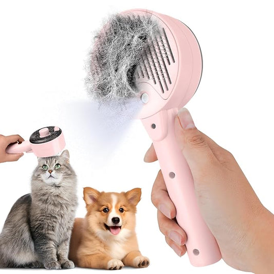 Steam Brush for Cats,3 in 1 Steamy Pet Brush Dog for Shedding for Indoor Cats,Water Brush for Cats Dogs,Spritz Defur Comb for Cats,Pet Grooming Brush Removal Comb with Spray for Cats（Pink）