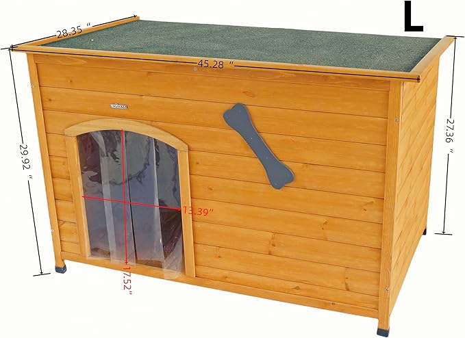 Wooden Doghouse for Small, Medium, Large Dogs, Waterproof, Outdoor/Indoor Kennel,Puppy Shelter with Elevated Floor (Natural, L)
