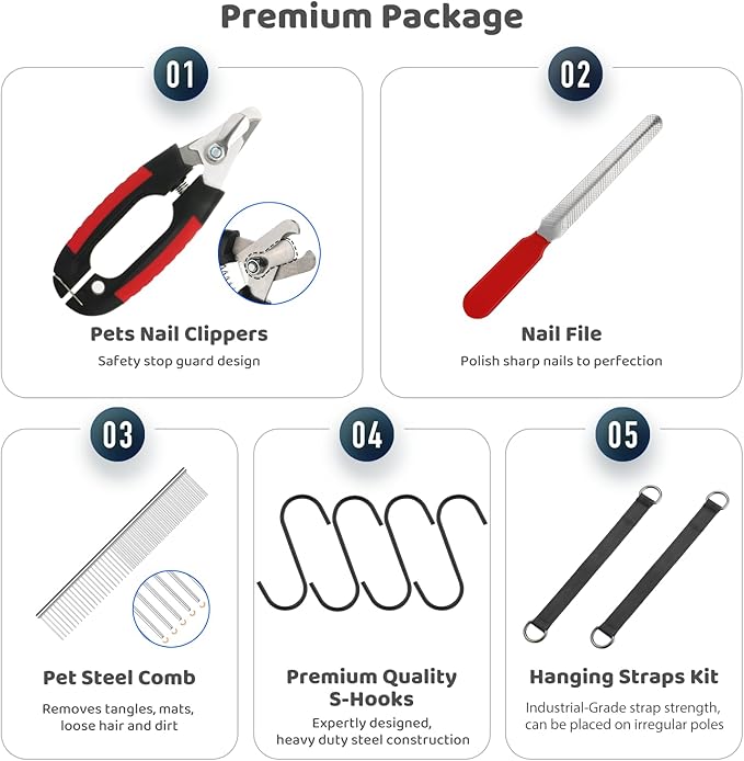 Guzekier Dog Grooming Hammock for Trim Nail, Dog Sling for Grooming, Dog Hammock Restraint Bag with Nail Clippers/Trimmer, Nail File, Pet Comb,Ear/Eye Care