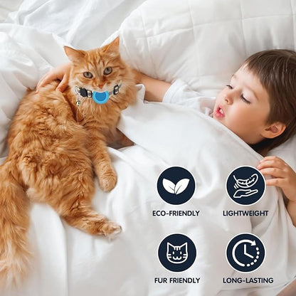 Pet Tracker for Cat, Smart Cat Location Tracker with Holder, MFi Certificated Tracking Device, No Monthly Fee, Works with Find My, Collar Not Included, Not GPS Tracker(iOS Only) - Blue,Small