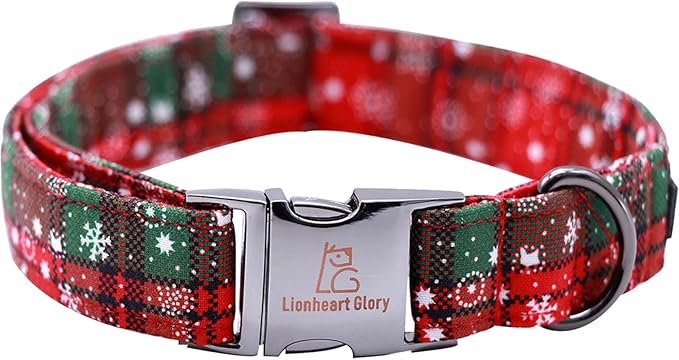 Lionheart glory Christmas Plaid Dog Collar, Dogs Collar Adjustable Soft and Comfortable Dog Collars for Large Dogs Girl or Boy Pet Gift Fall Collar Dog Collar