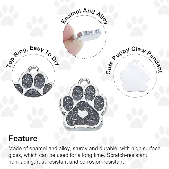MECCANIXITY Cat Dog Paw Charm Footprint Paw Print Charm Alloy Enamel Pendants for DIY Jewelry Making, Earrings Necklaces Bracelets, Crafts