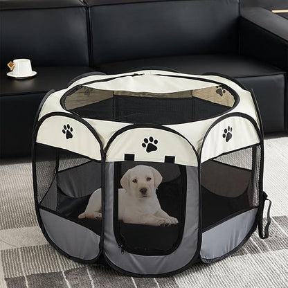 Mile High Life | Foldable Dog Playpen | Portable Dog Crate w Removable Shade Cover | Dog Kennel Indoor/Outdoor w Carry Case | Pen Tent for Dog/Cat/Rabbit(Gray, Medium (36"x36"x23"))