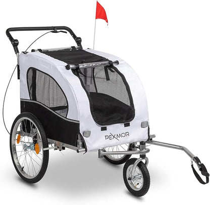 PEXMOR 2-in-1 Dog Bike Trailer,Pet Stroller Dog Trailer for Bicycle w/Universal Hitch,Pet Cart Bike Wagon Cargo Carrier for Dog Shock Absorber & Universal Wheel