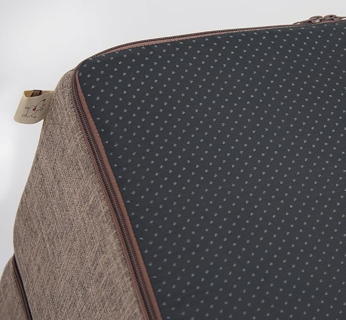 Best Pet Supplies Portable Foldable Foam Pet Stairs/Steps for Couch, Sofa, and High Bed, Non-Slip Bottom Balanced Paw Safe - Brown Linen, Foldable 3-Step (H: 16.5")