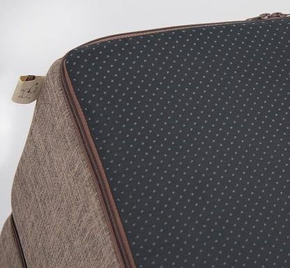 Best Pet Supplies Portable Foldable Foam Pet Stairs/Steps for Couch, Sofa, and High Bed, Non-Slip Bottom Balanced Paw Safe - Brown Linen, Foldable 3-Step (H: 16.5")