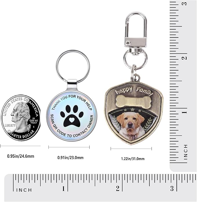 Dog Tags Personalized QR Code, Retro Brass Personalized Pet ID Tags Modifiable Pet Online Profile, Multiple Emergency Contact, Scan QR Code Send Pet GPS Location Email (Labrador Retriever-1)