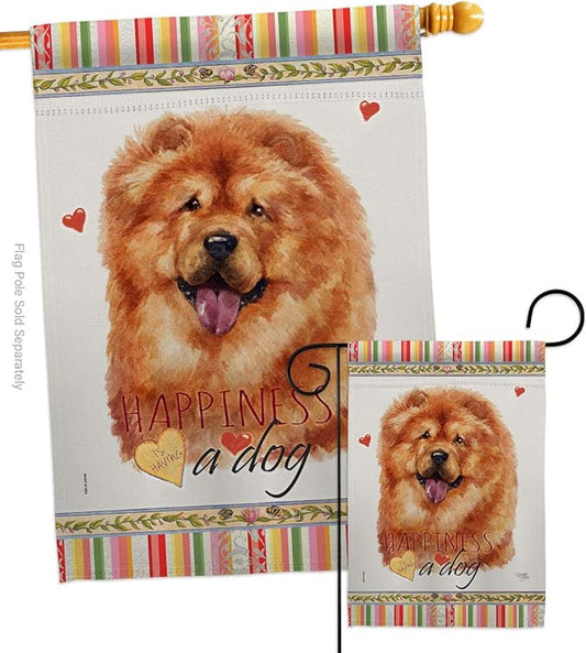 Breeze Decor Chow Happiness Garden House Flag Set Dog Puppy Spoiled Paw Canine Fur Pet Nature Farm Animal Creature Decoration Banner Small Yard Gift Double-Sided, Made in USA