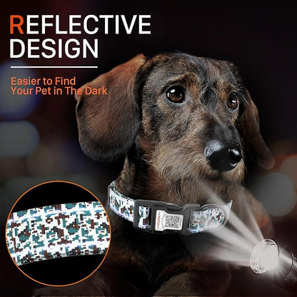 Reflective Dog Collars for Large Dogs Soft Nylon Military Green Sized L