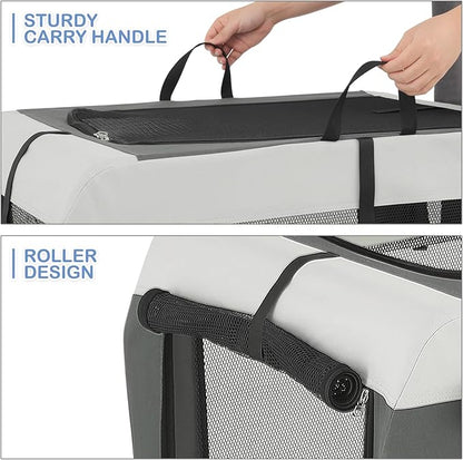 MoNiBloom 36 Inch Dog Crate for Large Medium Dogs, 3-Door Collapsible Dog Crate Foldable Pet Kennel w/Durable Mesh Windows for Indoor Outdoor Used