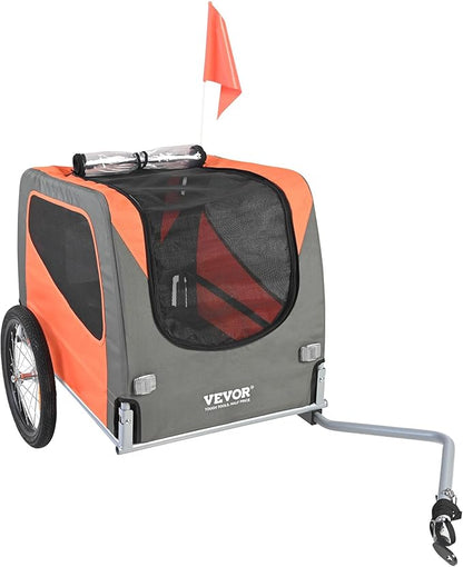 VEVOR Dog Bike Trailer, Supports up to 66/88/100 lbs, Pet Cart Bicycle Carrier, Easy Folding Frame with Quick Release Wheels, Universal Bicycle Coupler, Reflectors, Flag, Collapsible to Store