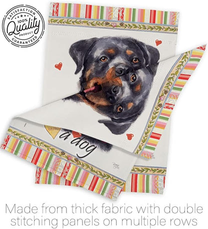 Breeze Decor Rottweiler Happiness Garden House Flag Kit Dog Puppy Spoiled Paw Canine Fur Pet Nature Farm Animal Creature Decoration Banner Small Yard Gift Double-Sided, Made in USA