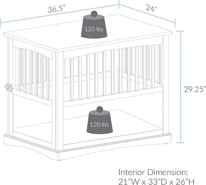 Casual Home Wooden Large Pet Crate, End Table, (Black, 24"W x 36.5"D x 29.25"H)