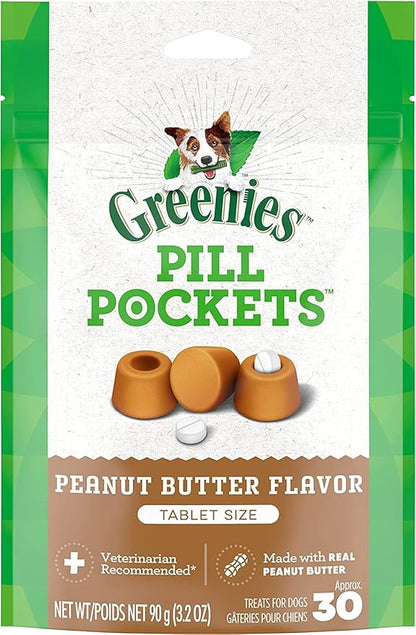 Greenies Pill Pockets Treats for Dogs, 9.6 Ounces, Real Peanut Butter Flavor