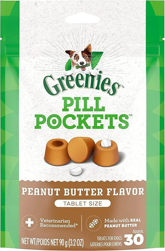Greenies Pill Pockets Treats for Dogs, 9.6 Ounces, Real Peanut Butter Flavor