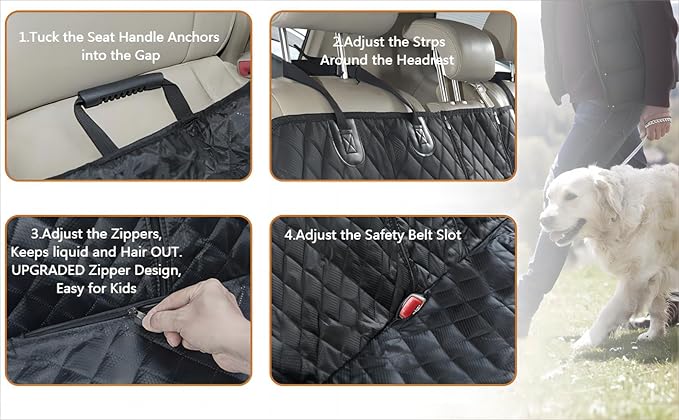 Dog Car Seat Cover for Back Seat Cover for Kids ISOFIX Car Seat Protector for Dogs Nonslip Water Proof Universal Fit Dog Car Seat Cover for Truck SUV(Large,Black)