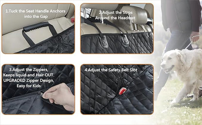 Dog Car Seat Cover for Back Seat Cover for Kids ISOFIX Car Seat Protector for Dogs Nonslip Water Proof Universal Fit Dog Car Seat Cover for Truck SUV(Large,Black)