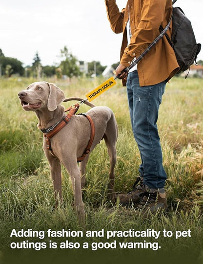 Yellow Therapy Dog Leash Sleeve, Emotional Support Dog Tags Dog Leash Sleeve Wrap Alert Hanging ID Patch Tag Dog Bike Leash Sleeve, Pet Dog Birthday Service Dog Leash Gift for Dog Owners