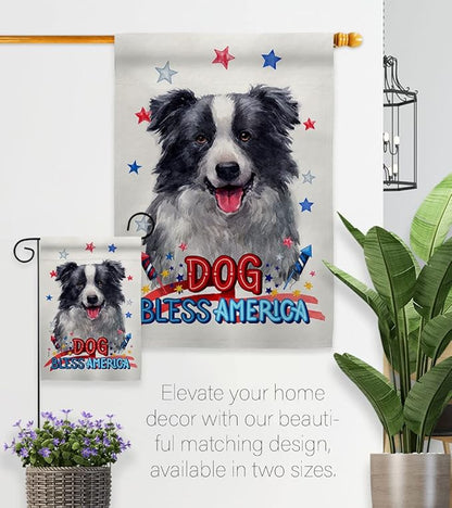 Breeze Decor Patriotic Border Collie House Flag Pack Dog Puppy Spoiled Paw Canine Fur Pet Nature Farm Animal Creature Embroidery Banner Small Garden Yard Gift Double-Sided, Made in USA