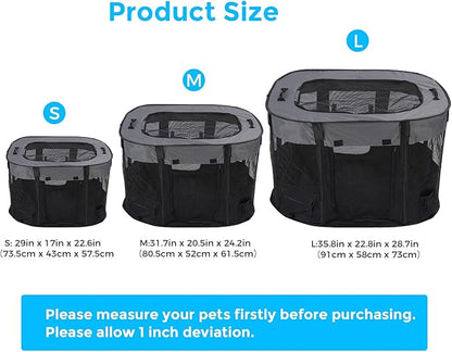 Portable Pet Dog Playpen Kennel Indoor, Foldable Puppy Playpen for Small Animals, Mesh Tent Crate for Travel, Camping, Home & Outdoor, Scratch Proof Dog Exercise Playground Equipment (Black, M, 1)