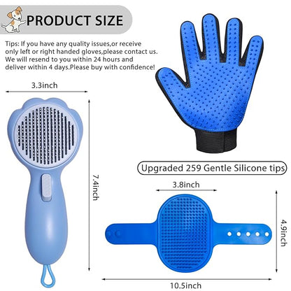 LIONROGE Cat Grooming Glove Brush,Self-Cleaning Slicker Pet Brush for Short and Long Haired Pets,Dog Bath Brush for Shedding and Grooming,Removes Loose Hair and Tangles,Promote Circulation
