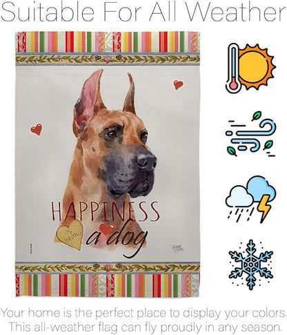 Breeze Decor Fawn Dane Happiness House Flag Set Dog Puppy Spoiled Paw Canine Fur Pet Nature Farm Animal Creature Decoration Banner Small Garden Yard Gift Double-Sided, Made in USA