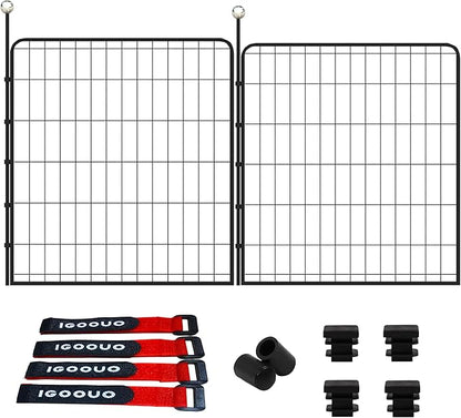 Portable Dog Crates, 32'' Metal Pet Playpen for Small/Medium Dogs, Indoor/Outdoor, Easy-Carry Straps, 2 Add-On Panels, No Door