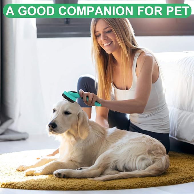 Dogs Self Cleaning Slicker Brush for Shedding & Grooming Short Long Haired Pets, Removes Loose Fur, Undercoat, Mats, Tangled for Large Medium Small Sensitive Skin of Cats. Easy to Cleaning