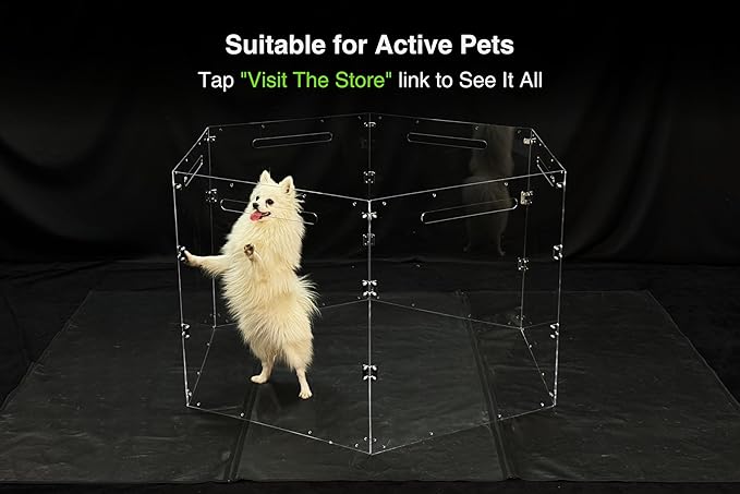 GuineaLoft™ Acrylic Folding Pet Gate and Divider – Large, Clear, Free-Standing, Foldable, Extendable, Lockable, Sturdy Enclosure for Dogs, Rabbits, Ferrets, Chinchillas - Visit The Store to See More