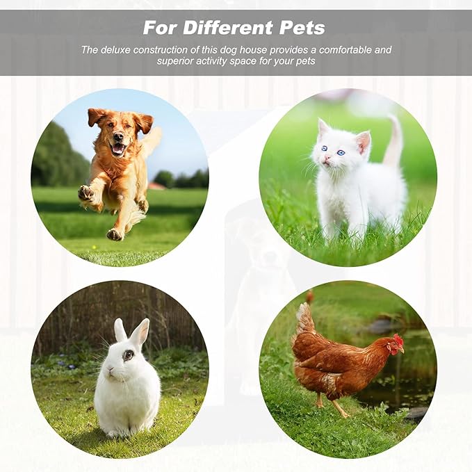 FDW Dog House Indoor Outdoor Durable Ventilate Waterproof Pet Plastic Dog House for Small Medium Large Dogs Insulated Puppy Shelter Kennel Crate with Air Vents and Elevated Floor