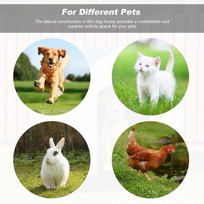 FDW Dog House Indoor Outdoor Durable Ventilate Waterproof Pet Plastic Dog House for Small Medium Large Dogs Insulated Puppy Shelter Kennel Crate with Air Vents and Elevated Floor