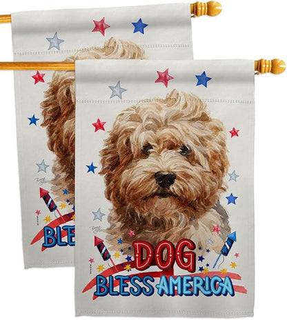 Breeze Decor Patriotic Shaggy Havanese House Flag 2 pcs Pack Dog Puppy Spoiled Paw Canine Fur Pet Nature Farm Animal Creature Banner Small Garden Yard Gift Double-Sided, Made in USA