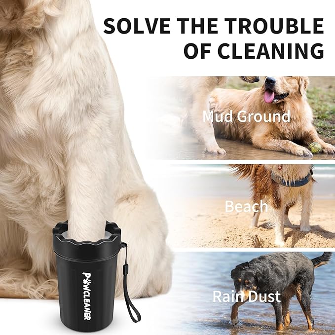 Dog Paw Cleaner for Dogs, (with 3Pcs Absorbent Towels & Adjustable Dog Bath Brush) Dog Paw Washer,Buddy Muddy Pet Foot Cleaner (Black, Medium)