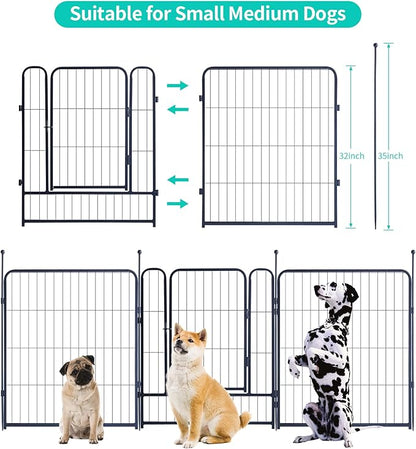 Dog Playpen,Portable Outdoor Dog Fence, Dog Playpen for Large/Medium/Small Dogs, Dog Fences for The Yard,with Doors Foldable Metal (32 inch, 40 Panels)