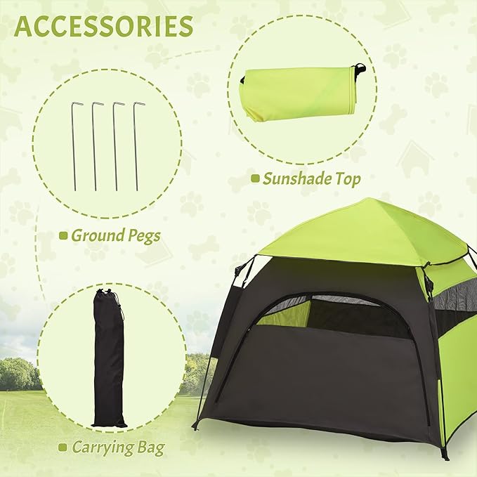 PawHut Pop Up Dog Tent for Extra Large and Large Dogs, Portable Pet Camping Tent with Carrying Bag for Beach, Backyard, Home