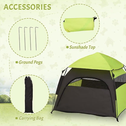 PawHut Pop Up Dog Tent for Extra Large and Large Dogs, Portable Pet Camping Tent with Carrying Bag for Beach, Backyard, Home