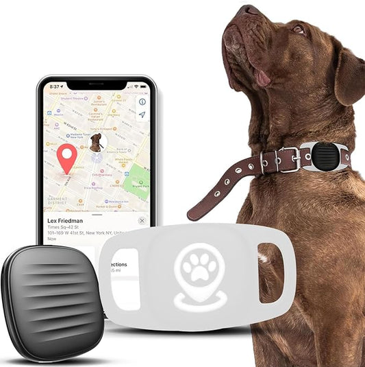 Pet Tracker for Dog, Dog Tracker Smart Pet Location Tracker with Tracker Holder, Item Finder MFi Certificated Tracking Device, No Monthly Fee, Works with Find My (iOS Only) Not GPS Tracker White