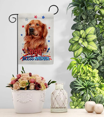 Breeze Decor Patriotic Red Golden Retriever Garden House Flag-Kit Dog Puppy Spoiled Paw Canine Fur Pet Nature Farm Animal Creature Decoration Banner Small Yard Gift Double-Sided, Made in USA