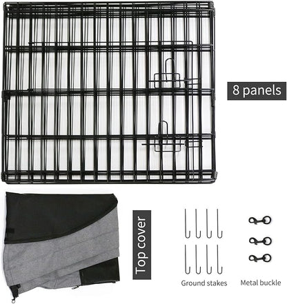 PETIME Foldable Metal Dog Exercise Pen/Pet Puppy Playpen Kennels Yard Fence Indoor/Outdoor 8 Panel 24" W x 36" H with Top Cover (with top Cover, 8 Panels 36" H)