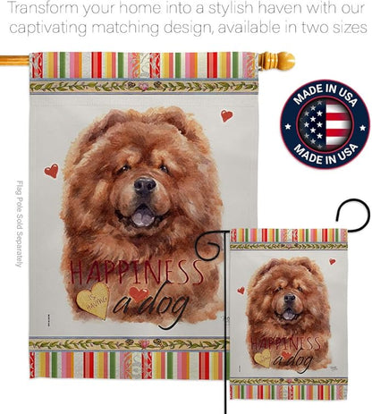 Breeze Decor Red Chow Happiness Garden House Flag Set Dog Puppy Spoiled Paw Canine Fur Pet Nature Farm Animal Creature Decoration Banner Small Yard Gift Double-Sided, Made in USA