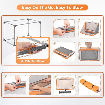 A4Pet Portable Dog Crate, Soft Dog Crate - 40 Inch Adjustable Stainless Steel Frame, Lightweight, Durable and Collapsible Crate with 3-Door, Foldable Dog Kennel