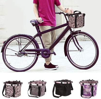 Pet Dog Bike Basket & Carrier Bag- Foldable Detachable Pet Travel Bicycle Basket - Small Animal Dog Cat Rabbit Bike Ride Basket Carrier (Black)