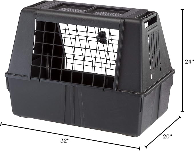 Ferplast Atlas Vehicle SUV Dog Crate, Assembled Car Dog Crate Measures 32L x 20W x 24H & is Ideal for Small to Medium Dog Breeds, Black