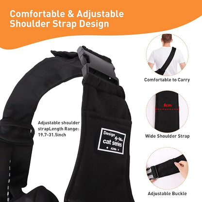 Small Dog Sling Carrier Black, Hand Free Pet Carrier, Adjustable Dog Sling for Outdoor Travel