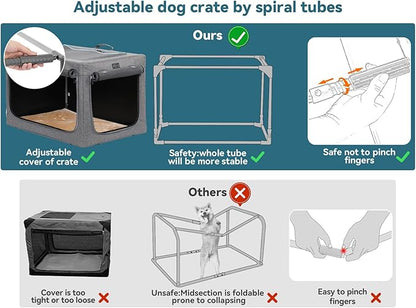 30inch Soft Dog Crate for Medium Dogs, 3-Doors Dog Kennel Carrier with Soft Mat, for Indoor Outdoor Travel