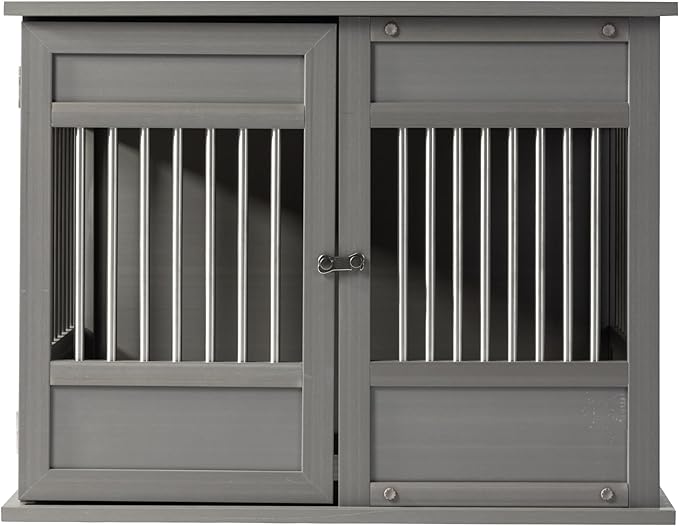 New Age Pet Horizon Pet Crate - Durable ECOFLEX with Stainless Steel Spindles, Bone-Shaped Latches, Easy Access Door, Stylish Design, 10-Year Warranty, Available in 3 Sizes & 2 Colors