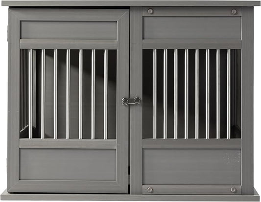 New Age Pet Horizon Pet Crate - Durable ECOFLEX with Stainless Steel Spindles, Bone-Shaped Latches, Easy Access Door, Stylish Design, 10-Year Warranty, Available in 3 Sizes & 2 Colors